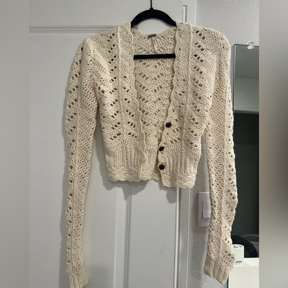 Free People Knit cropped button sweater